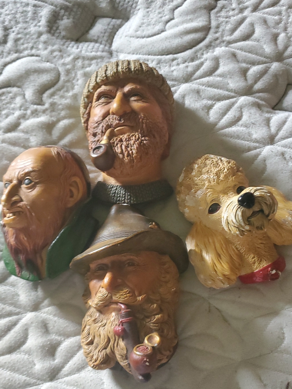 Boss Beige, Brown & Green Sculpted Wall Faces Set